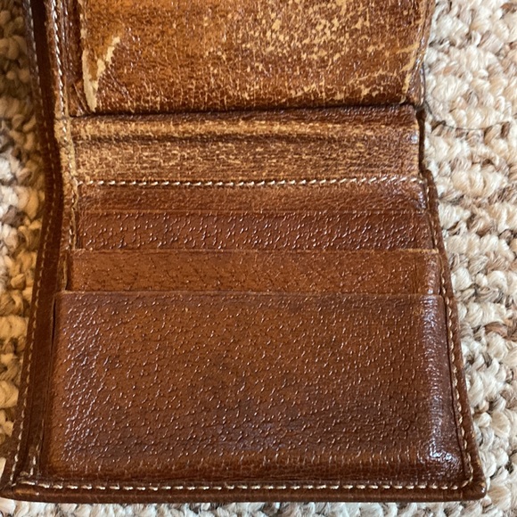 Vintage authentic brown leather and canvas bamboo Gucci wallet - Picture 6 of 11
